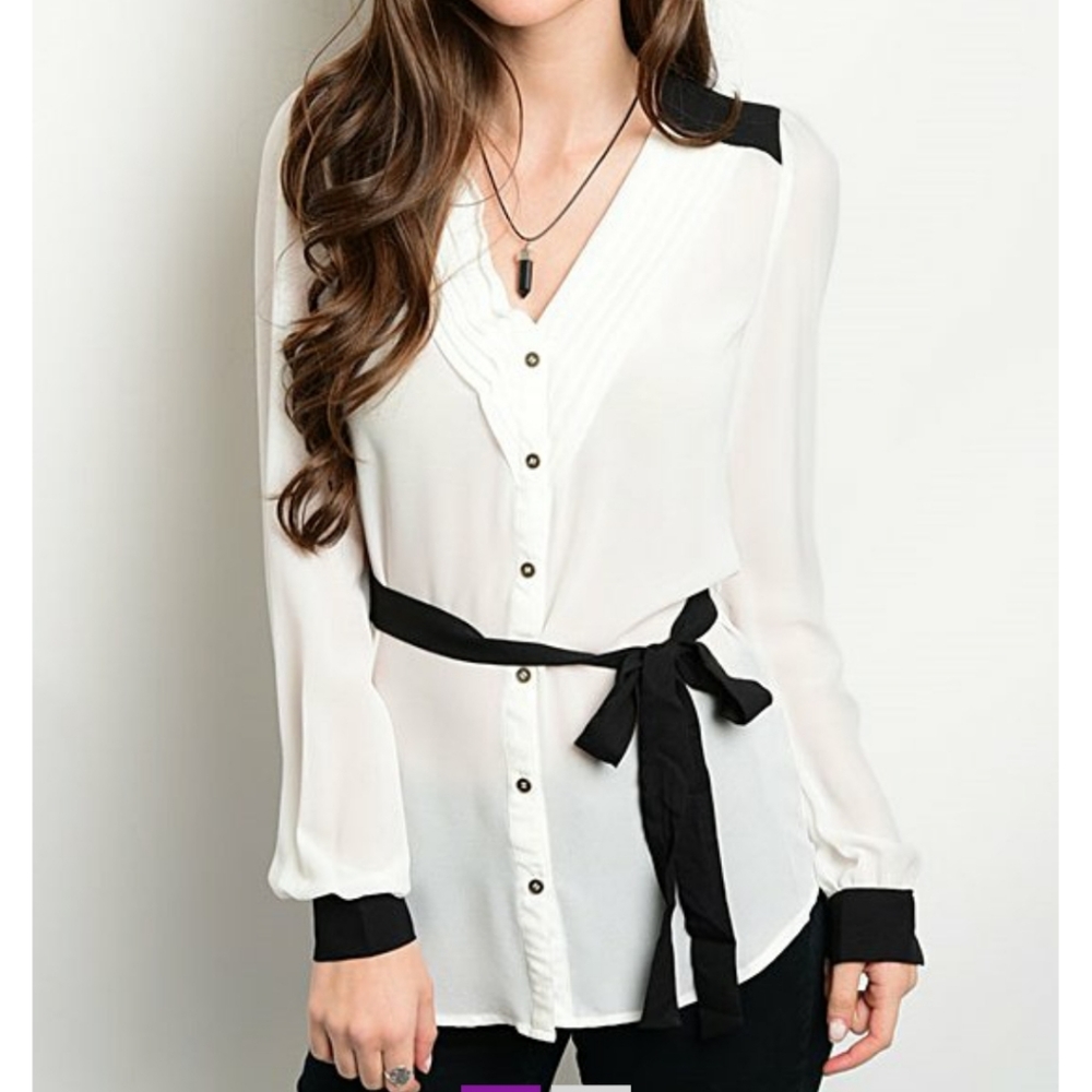 Black and white blouse